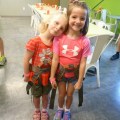 Carissa & Evie all harnessed up – Climb Nashville – 10 Oct&nbsp;2014